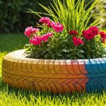 Transformer un pneu en jardinière colorée