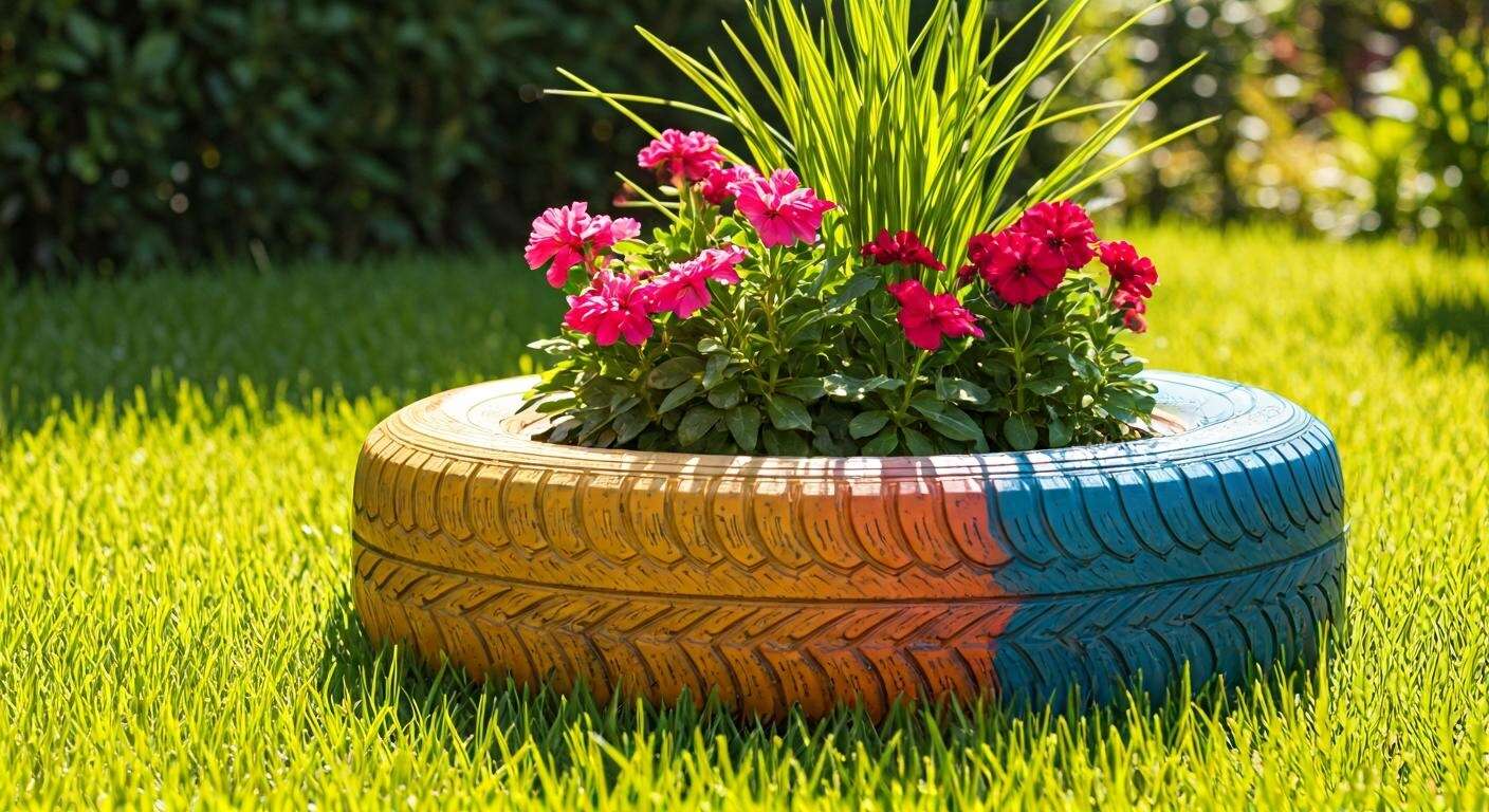 Transformer un pneu en jardinière colorée