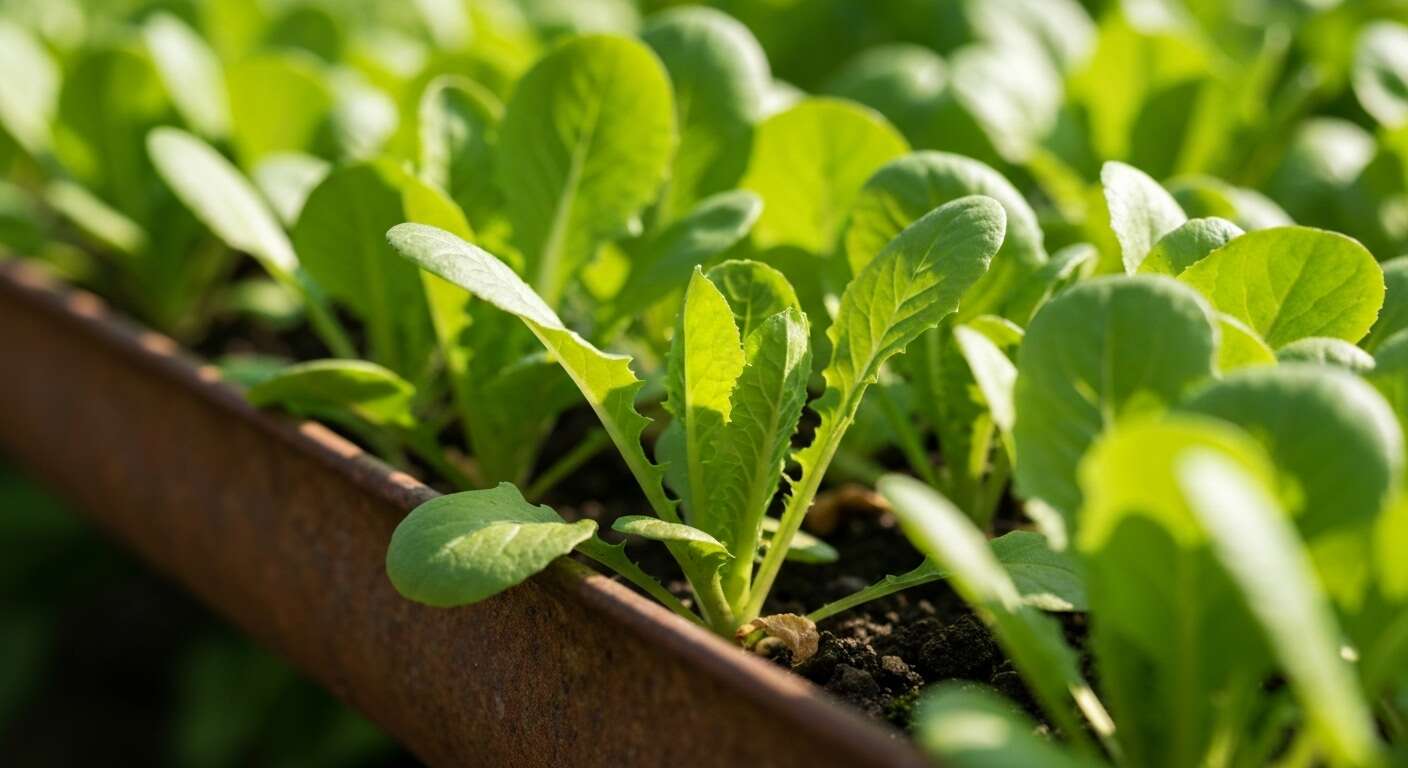 Mon voisin a mis une vieille gouttière dans son potager, le résultat sur ses salades d'hiver est spectaculaire