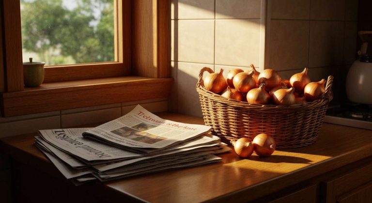 Cette technique gratuite avec des journaux garde les oignons secs jusqu’au printemps