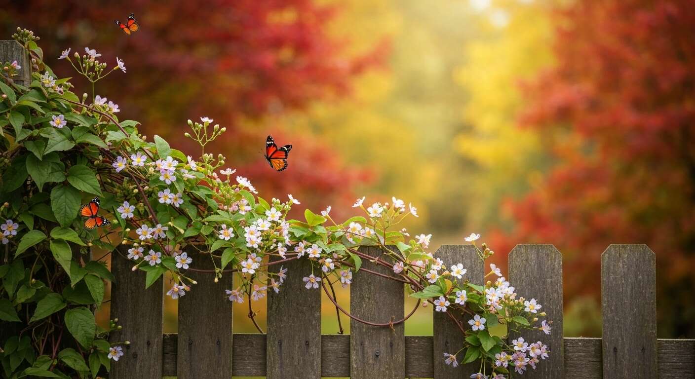 Cette plante grimpante fleurit en automne et attire les derniers papillons de la saison