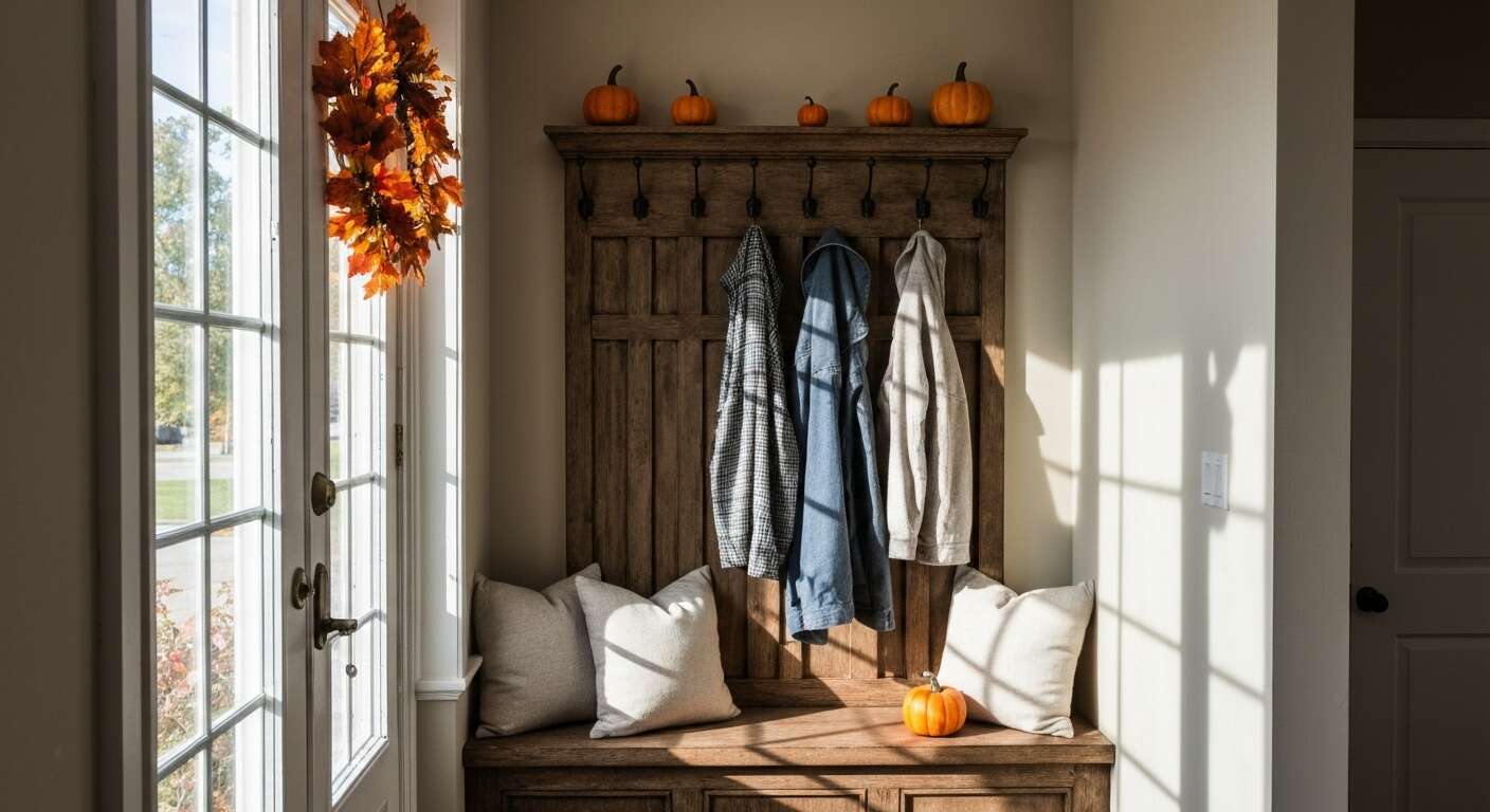 Voici comment créer un meuble d'entrée pratique avec un banc et un porte-manteau, le projet DIY de l'automne