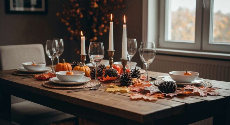 Voici comment créer une déco de table automnale et chaleureuse avec des éléments de la nature