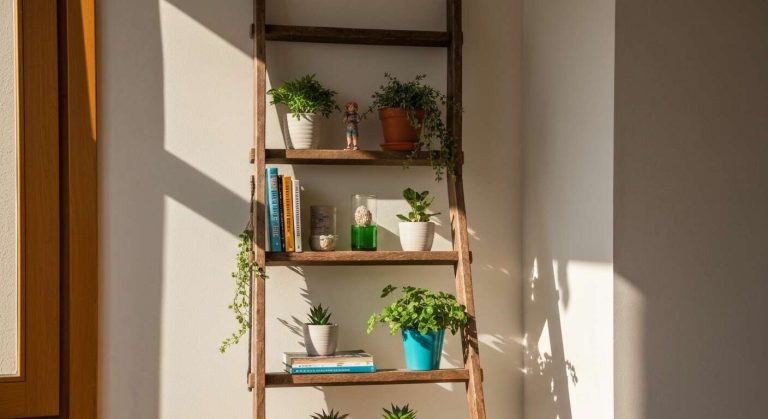 Ce que vous pouvez faire avec une vieille échelle pour la transformer en une étagère déco ultra tendance