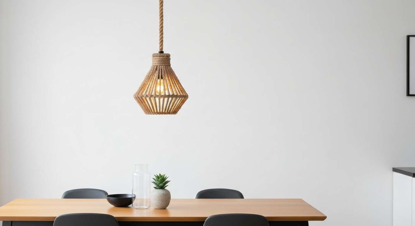 Fini les ampoules nues au plafond : fabriquez une suspension design avec du simple cordage
