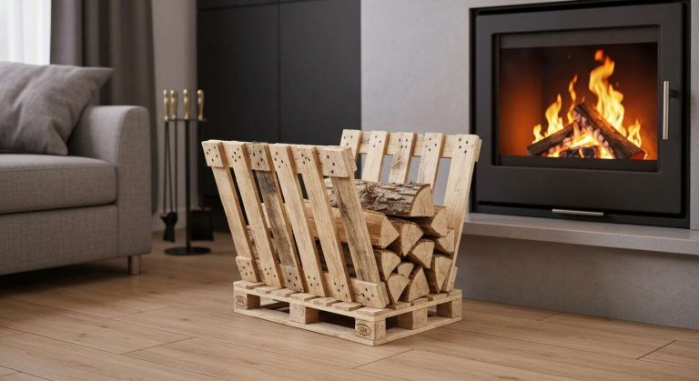 Si vous avez de vieilles palettes, voici comment fabriquer un range-bûches design pour votre cheminée cet hiver